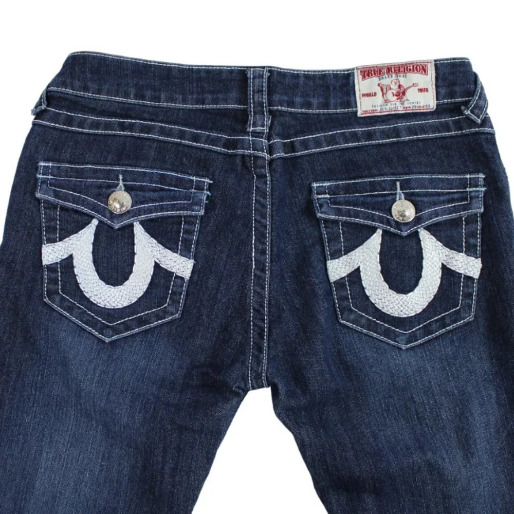 True Religion World Tour Joey Super T Memphis Blue Wash Denim Jeans, Size 29